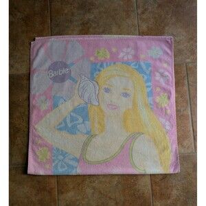 Vintage Mattel Barbie Faded Beach Bath Towel Seashell Flowers Kids 90s 52x28